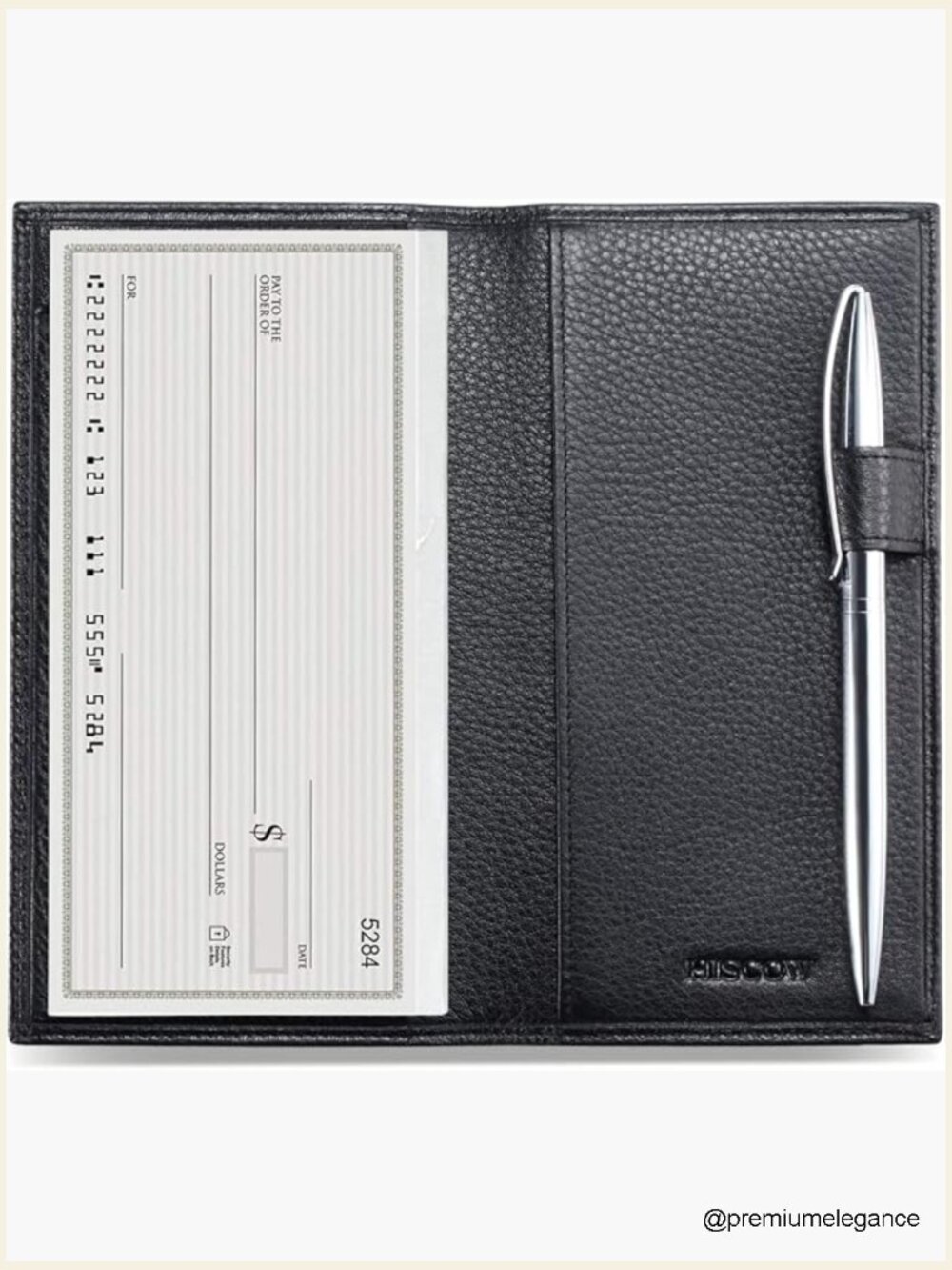 Italian Calfskin Checkbook Cover with Divider, Pen Loop